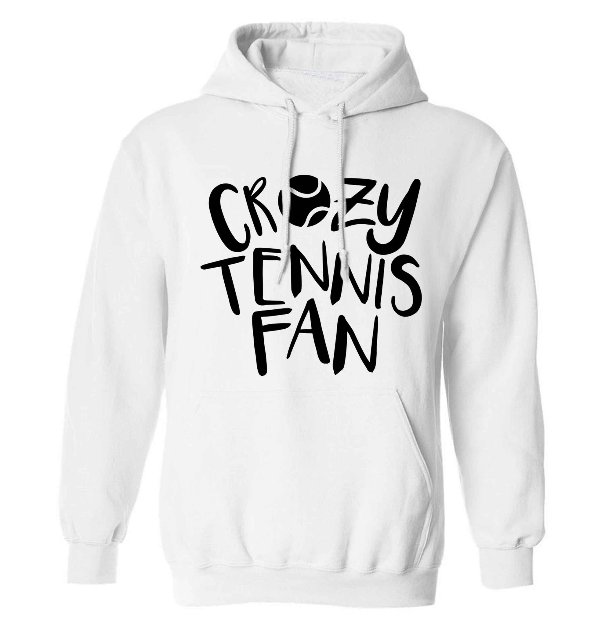 Crazy tennis fan adults unisex white hoodie 2XL