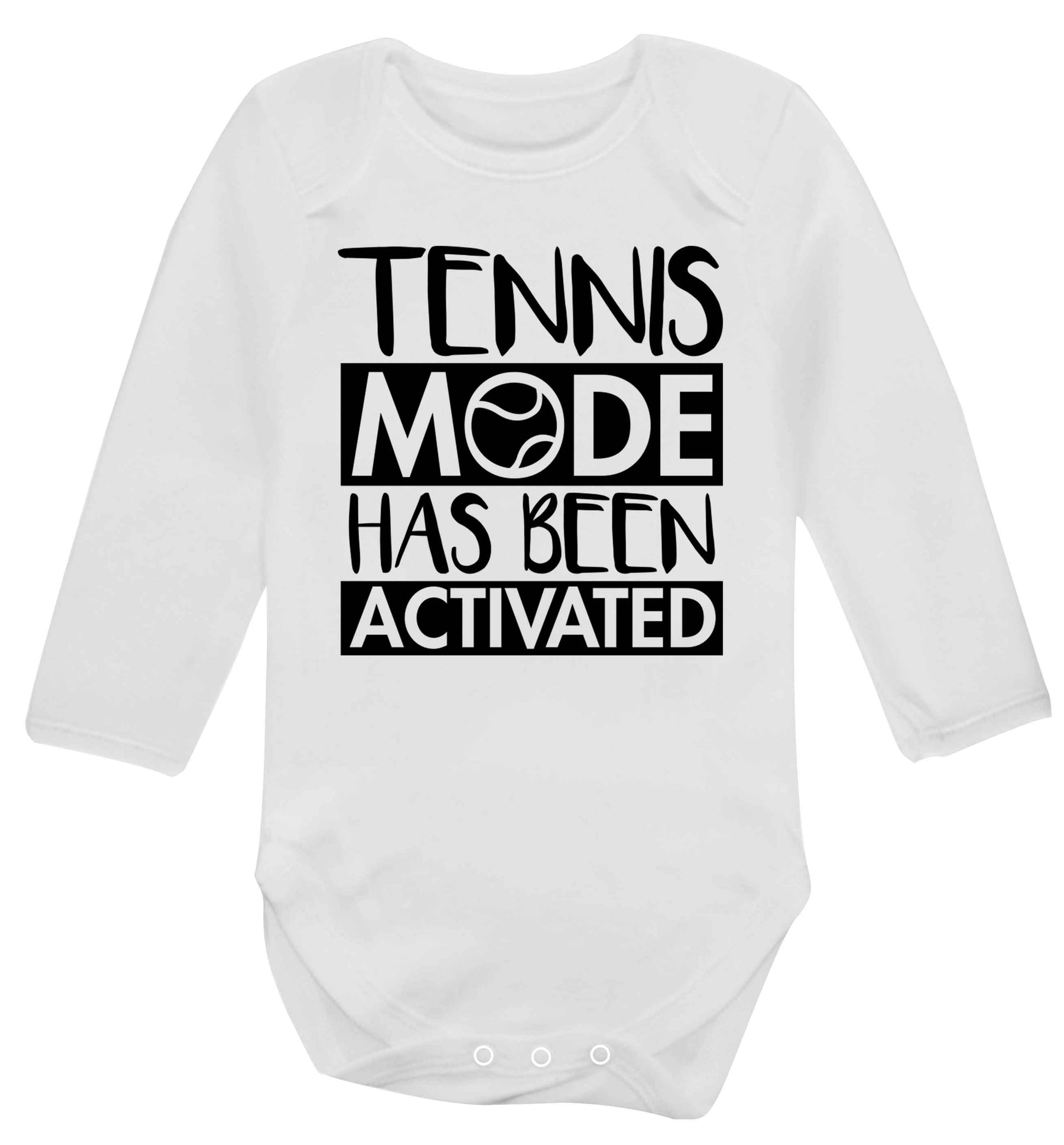Tennis mode has been activated Baby Vest long sleeved white 6-12 months
