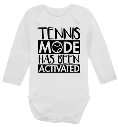 Tennis mode has been activated Baby Vest long sleeved white 6-12 months