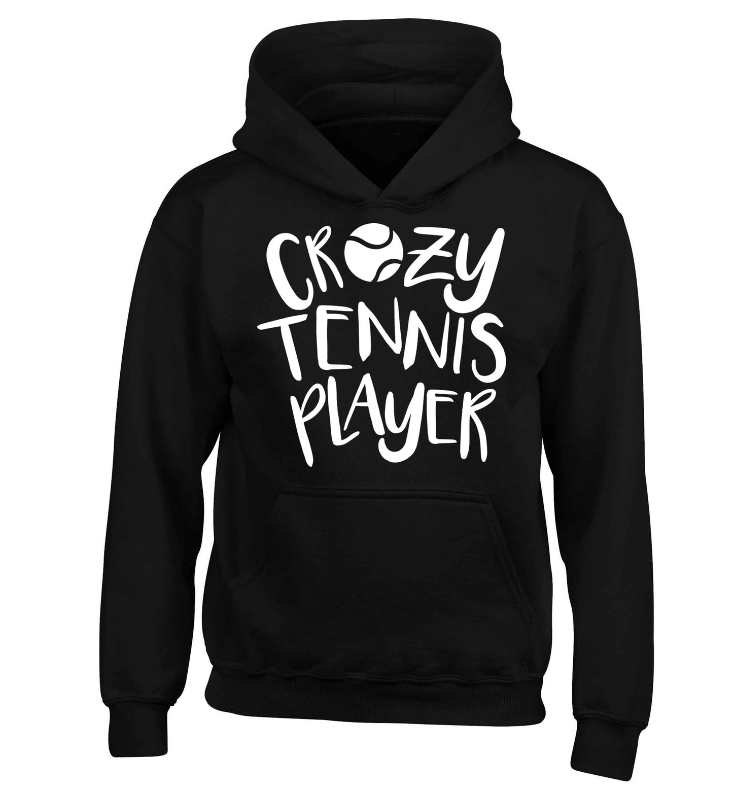 Crazy tennis player children's black hoodie 12-13 Years