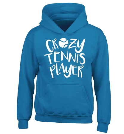 Crazy tennis player children's blue hoodie 12-13 Years
