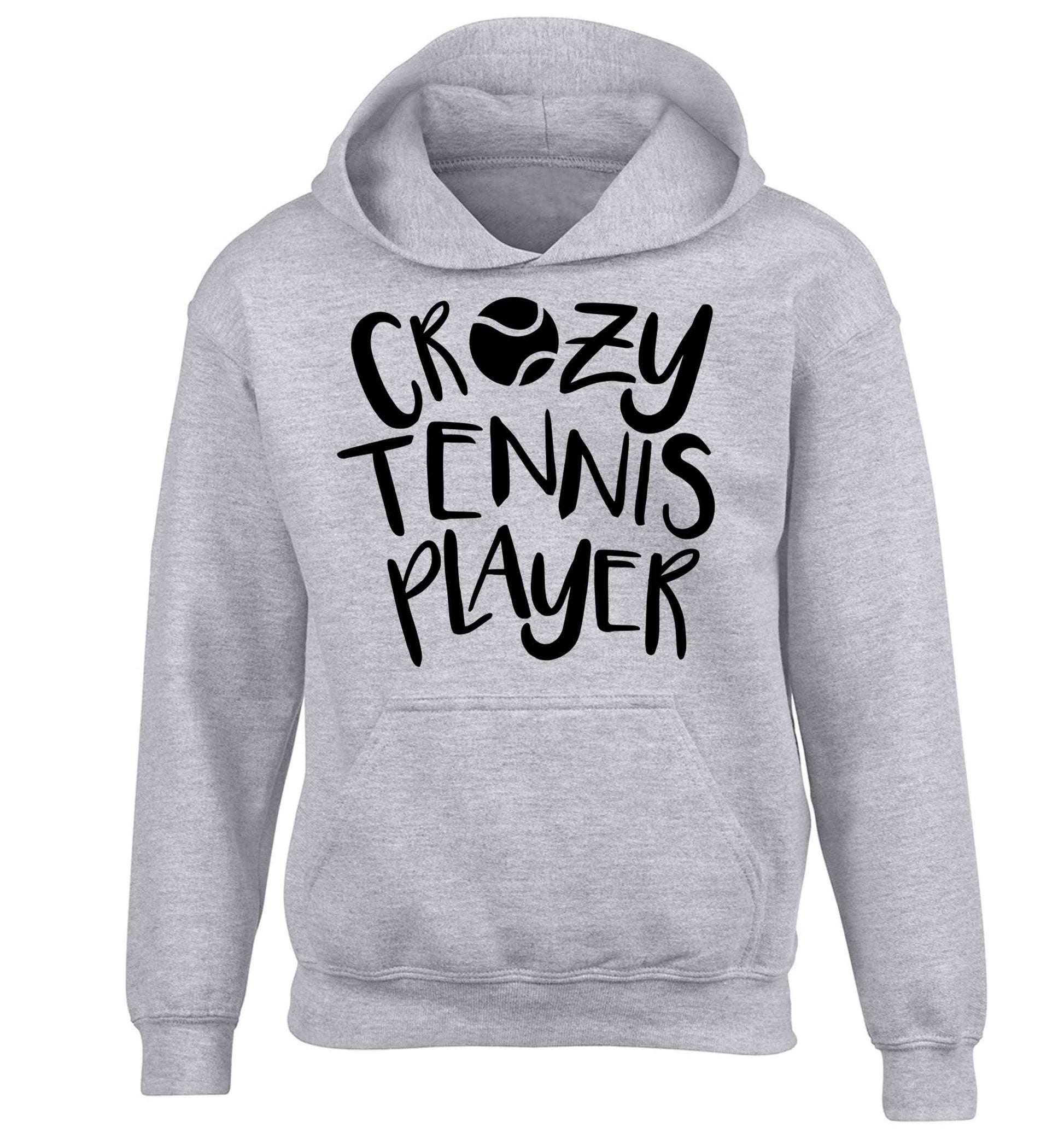 Crazy tennis player children's grey hoodie 12-13 Years