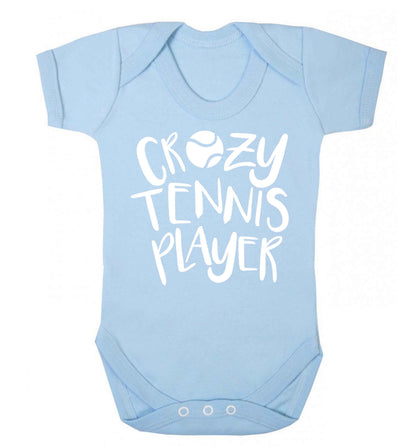 Crazy tennis player Baby Vest pale blue 18-24 months