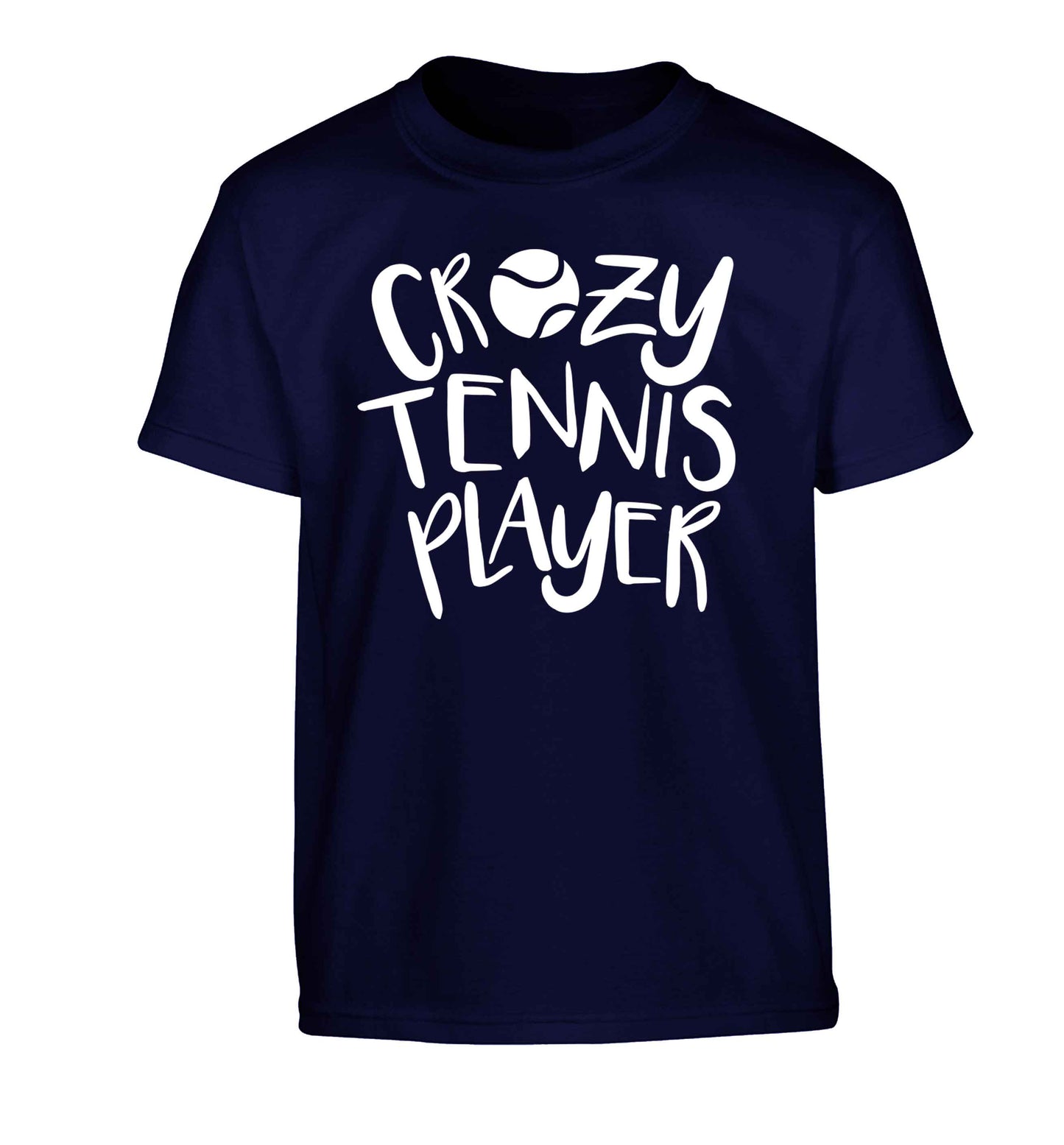 Crazy tennis player Children's navy Tshirt 12-13 Years