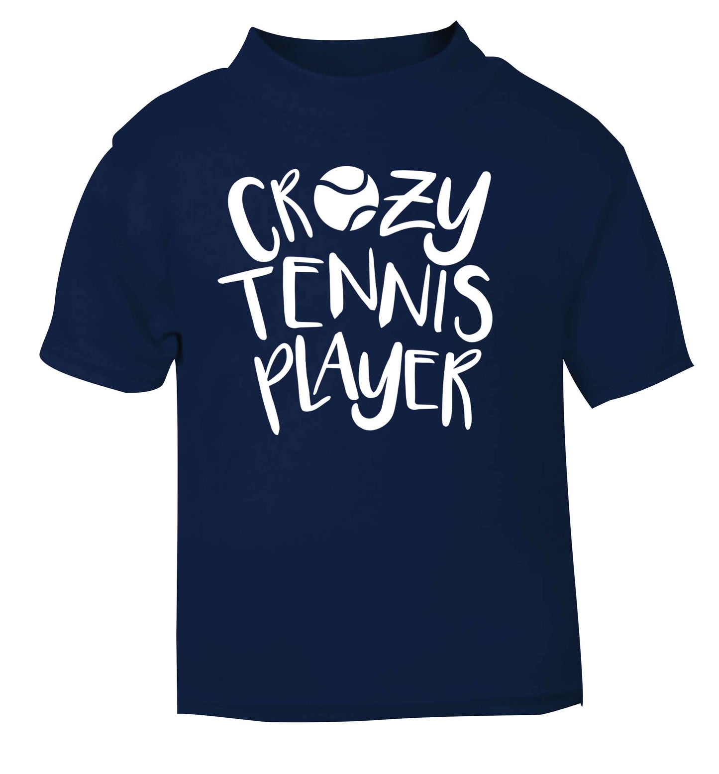 Crazy tennis player navy Baby Toddler Tshirt 2 Years