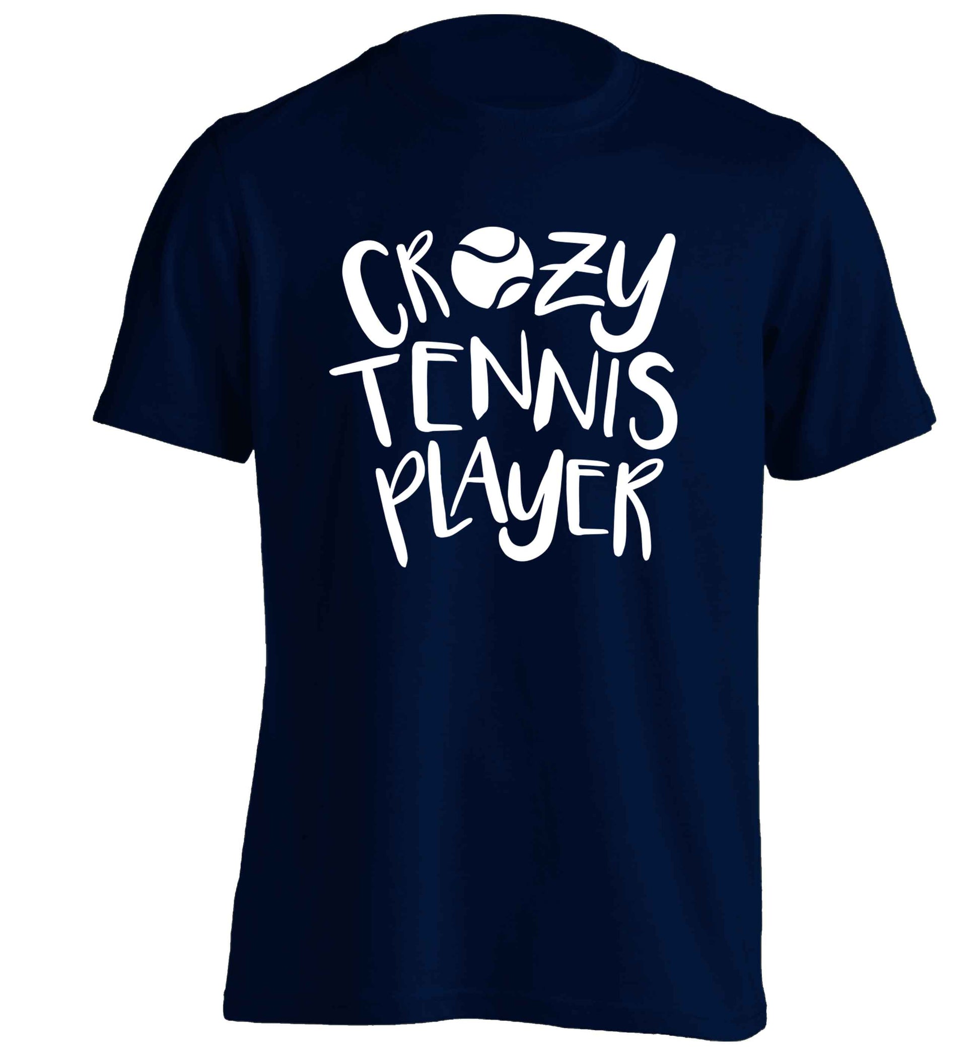 Crazy tennis player adults unisex navy Tshirt 2XL