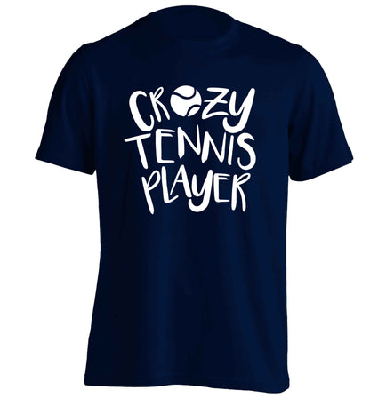 Crazy tennis player adults unisex navy Tshirt 2XL
