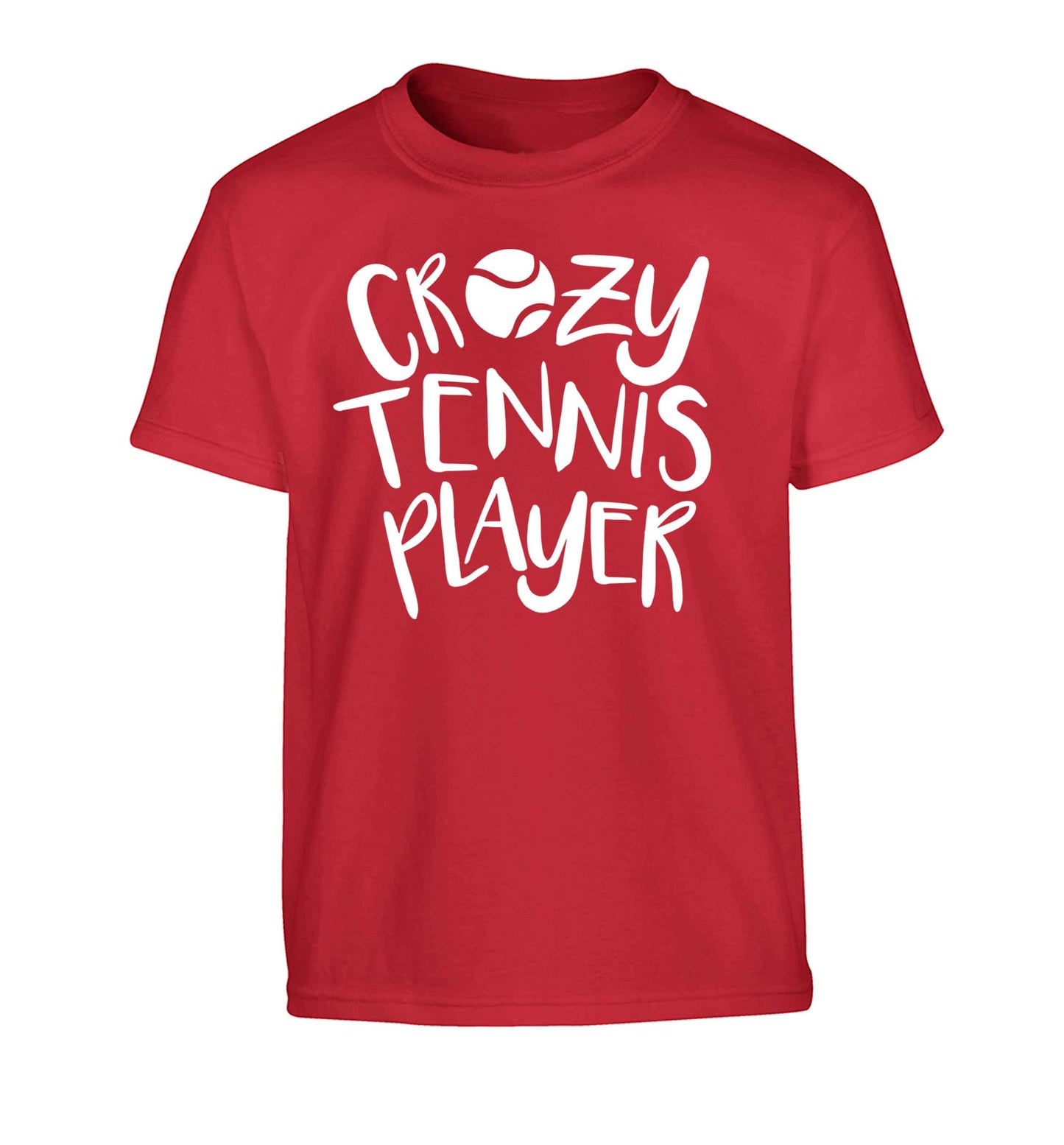 Crazy tennis player Children's red Tshirt 12-13 Years