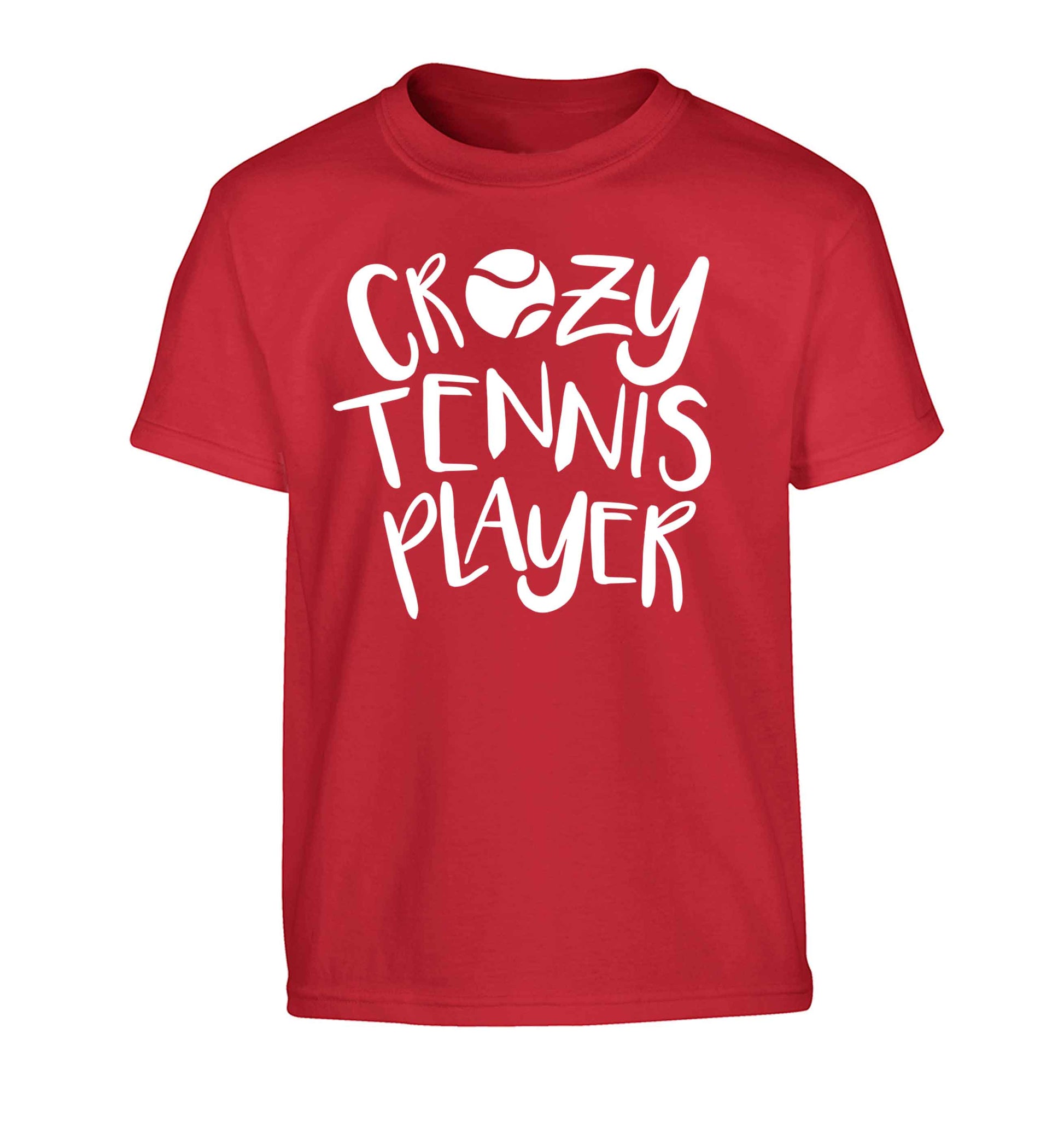 Crazy tennis player Children's red Tshirt 12-13 Years