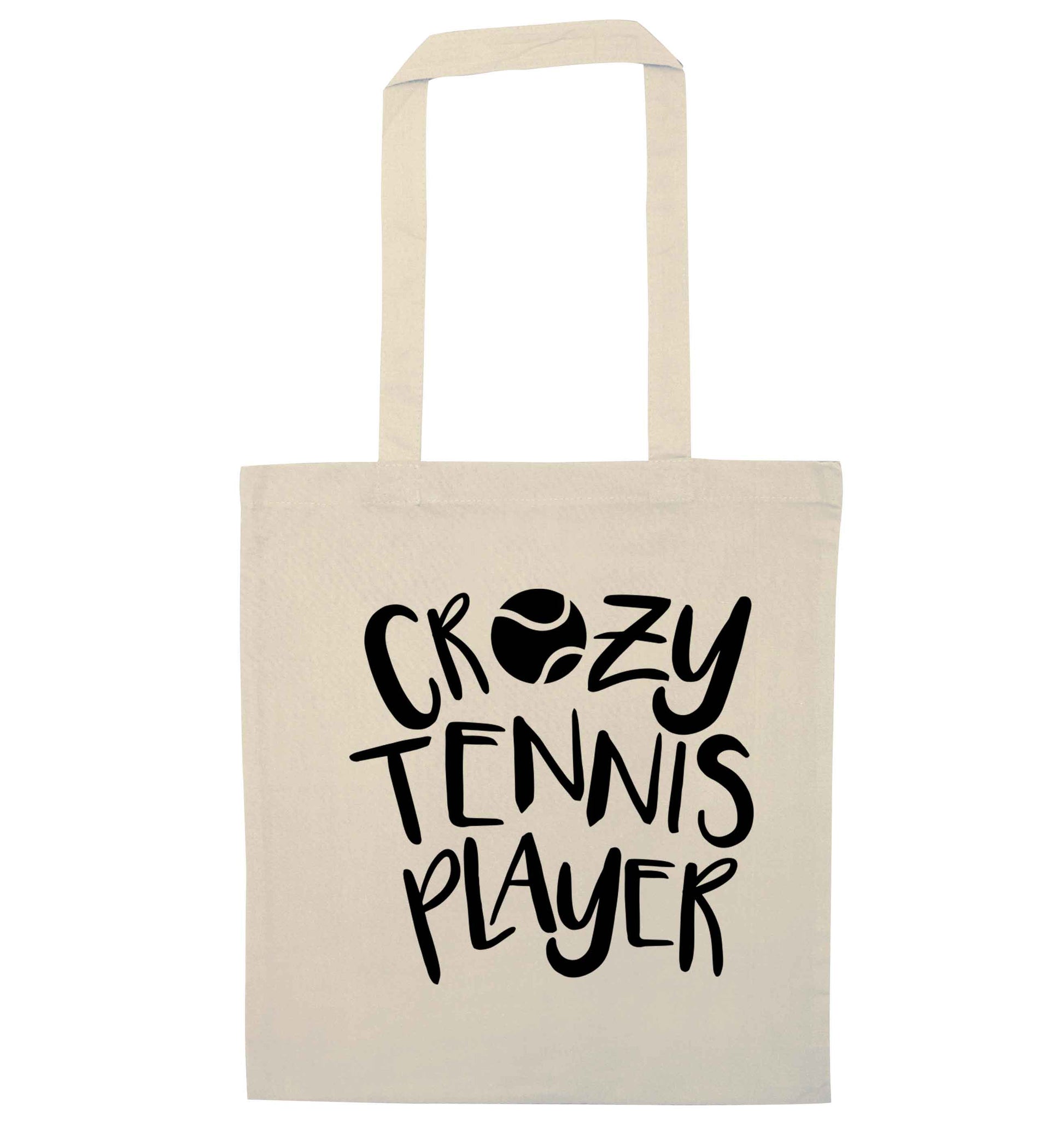 Crazy tennis player natural tote bag