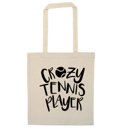 Crazy tennis player natural tote bag