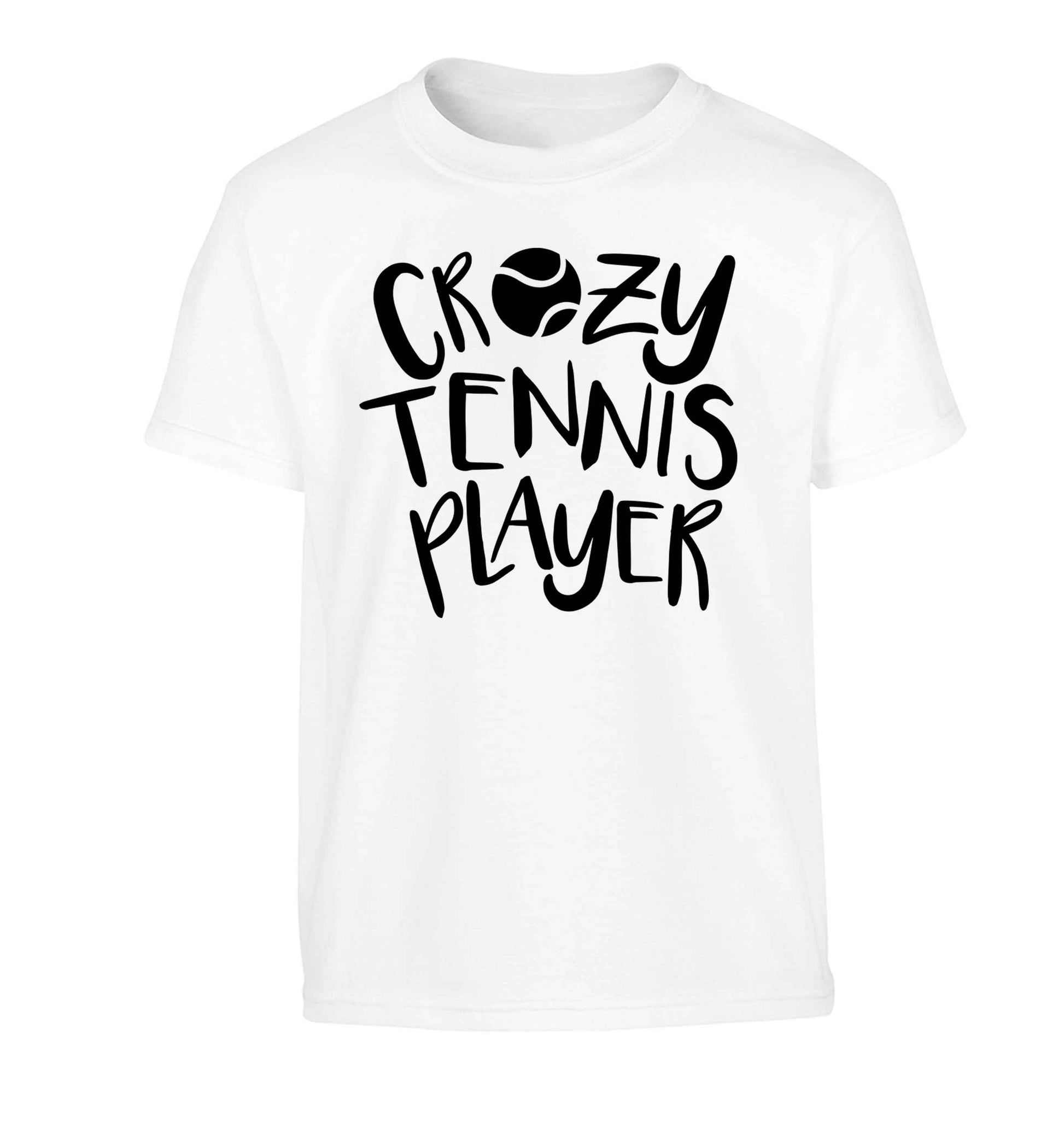 Crazy tennis player Children's white Tshirt 12-13 Years