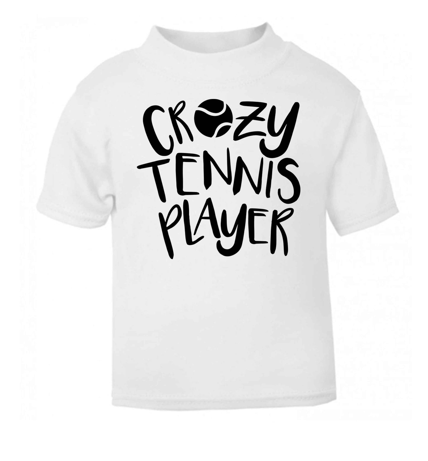 Crazy tennis player white Baby Toddler Tshirt 2 Years
