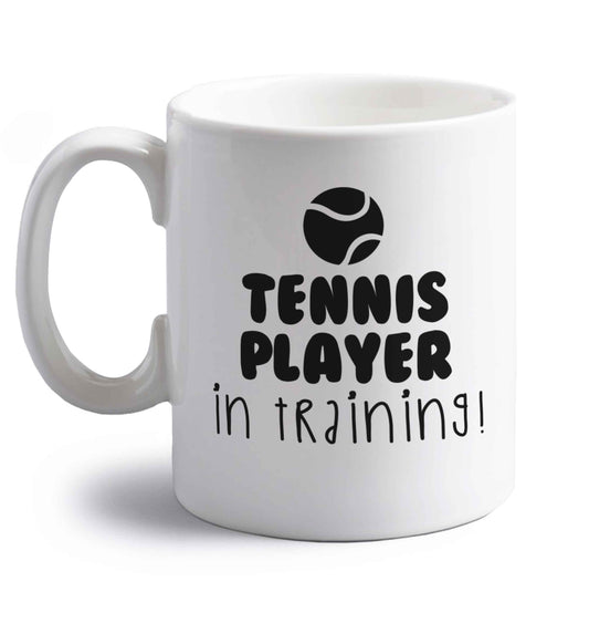 Tennis player in training right handed white ceramic mug 