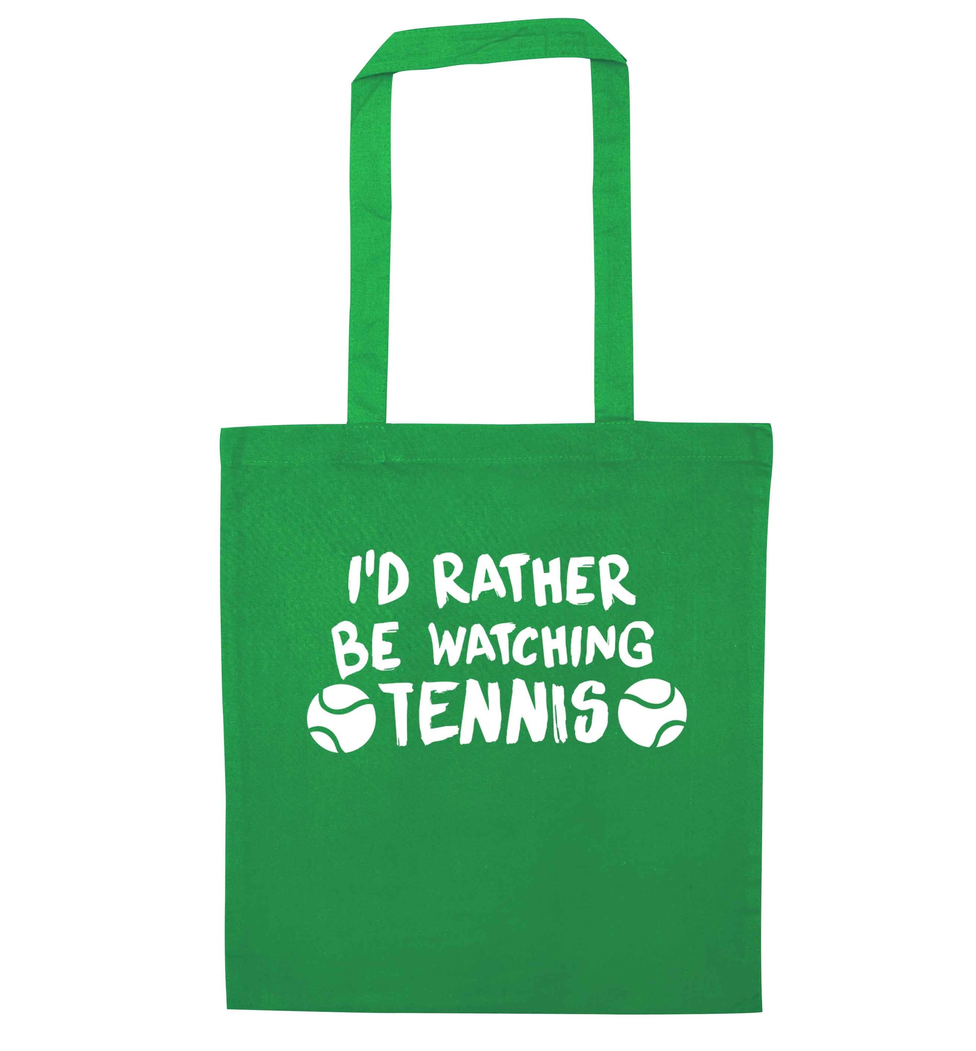 I'd rather be watching the tennis green tote bag