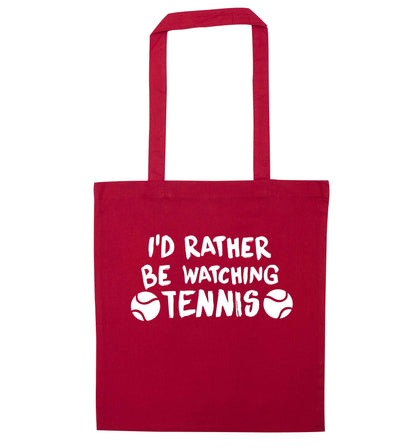 I'd rather be watching the tennis red tote bag