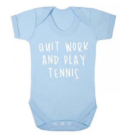 Quit work and play tennis Baby Vest pale blue 18-24 months