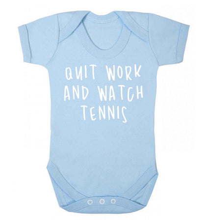 Quit work and watch tennis Baby Vest pale blue 18-24 months