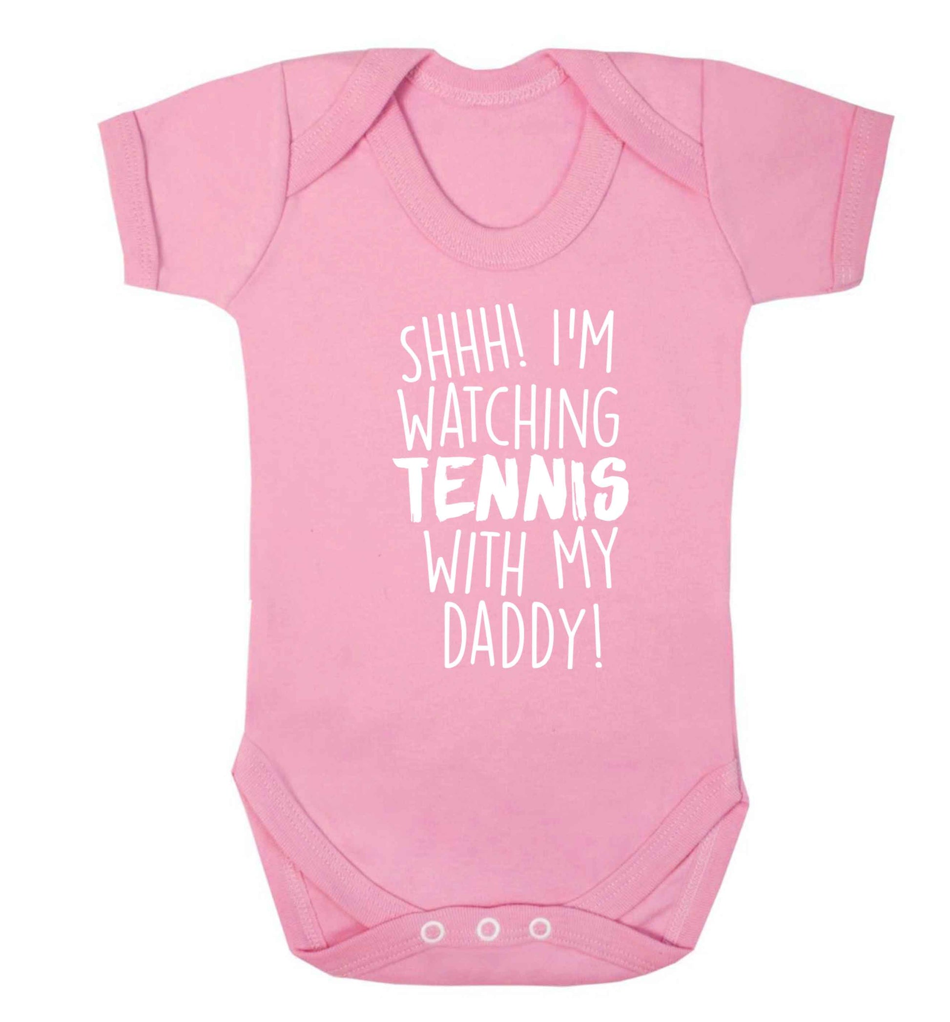 Shh! I'm watching tennis with my daddy! Baby Vest pale pink 18-24 months