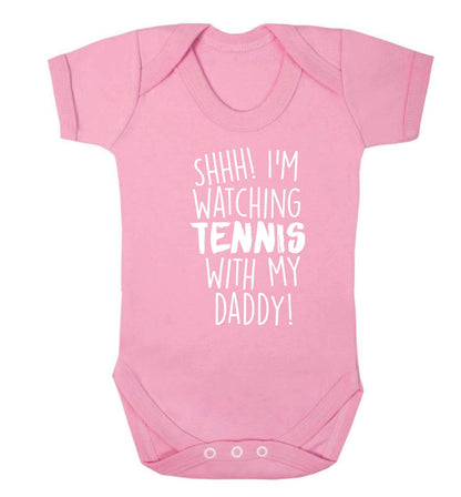 Shh! I'm watching tennis with my daddy! Baby Vest pale pink 18-24 months
