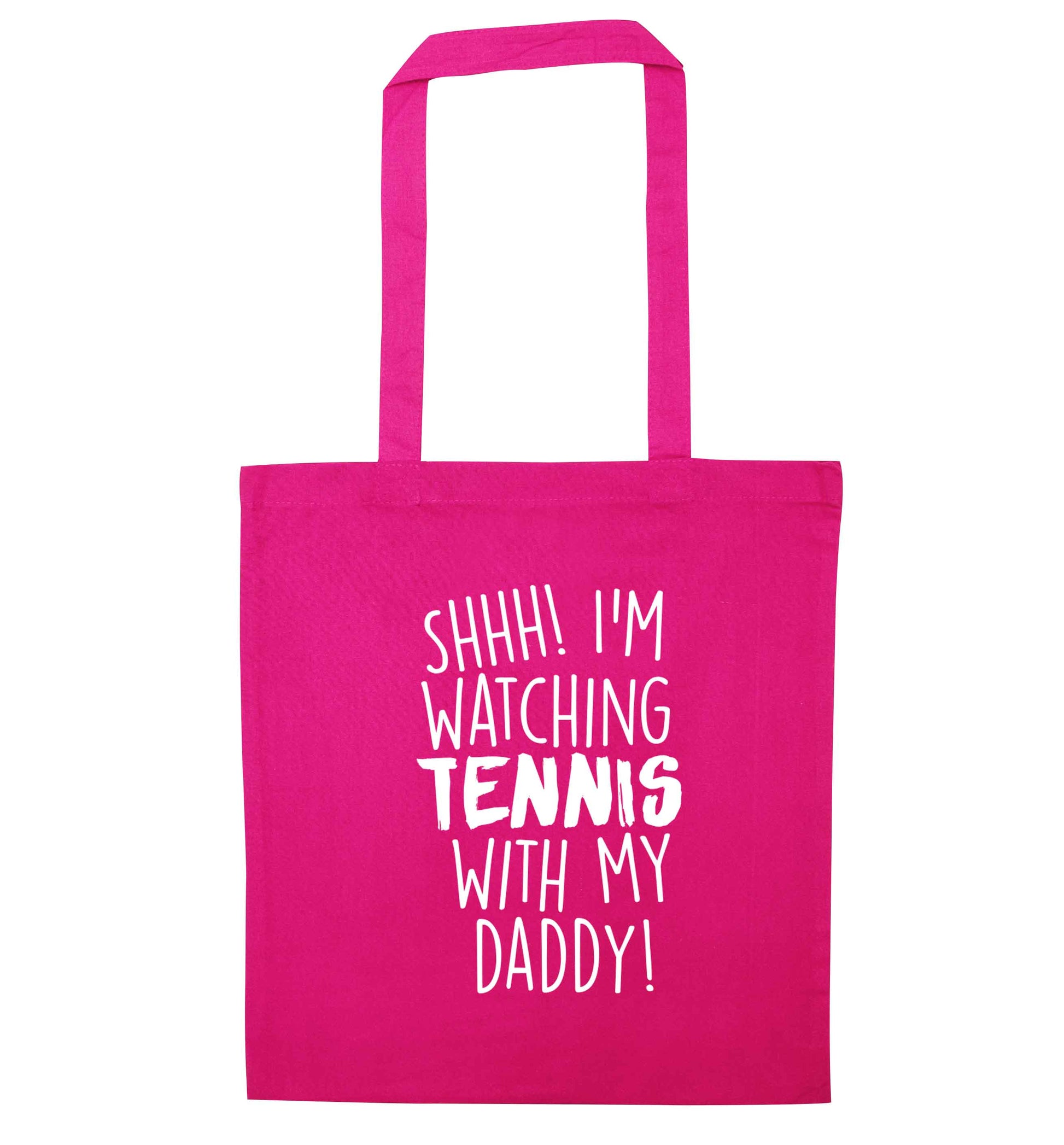 Shh! I'm watching tennis with my daddy! pink tote bag