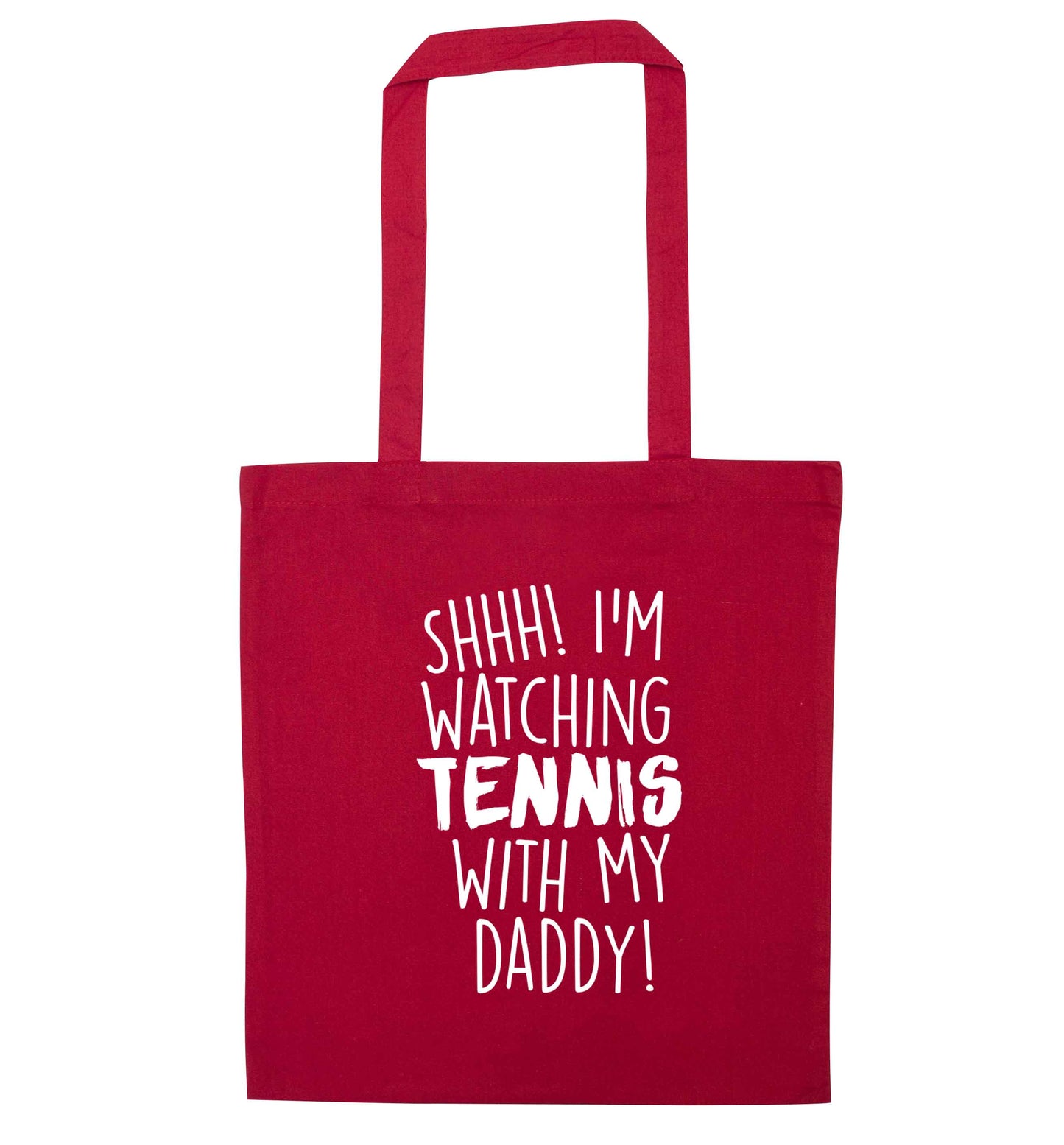 Shh! I'm watching tennis with my daddy! red tote bag