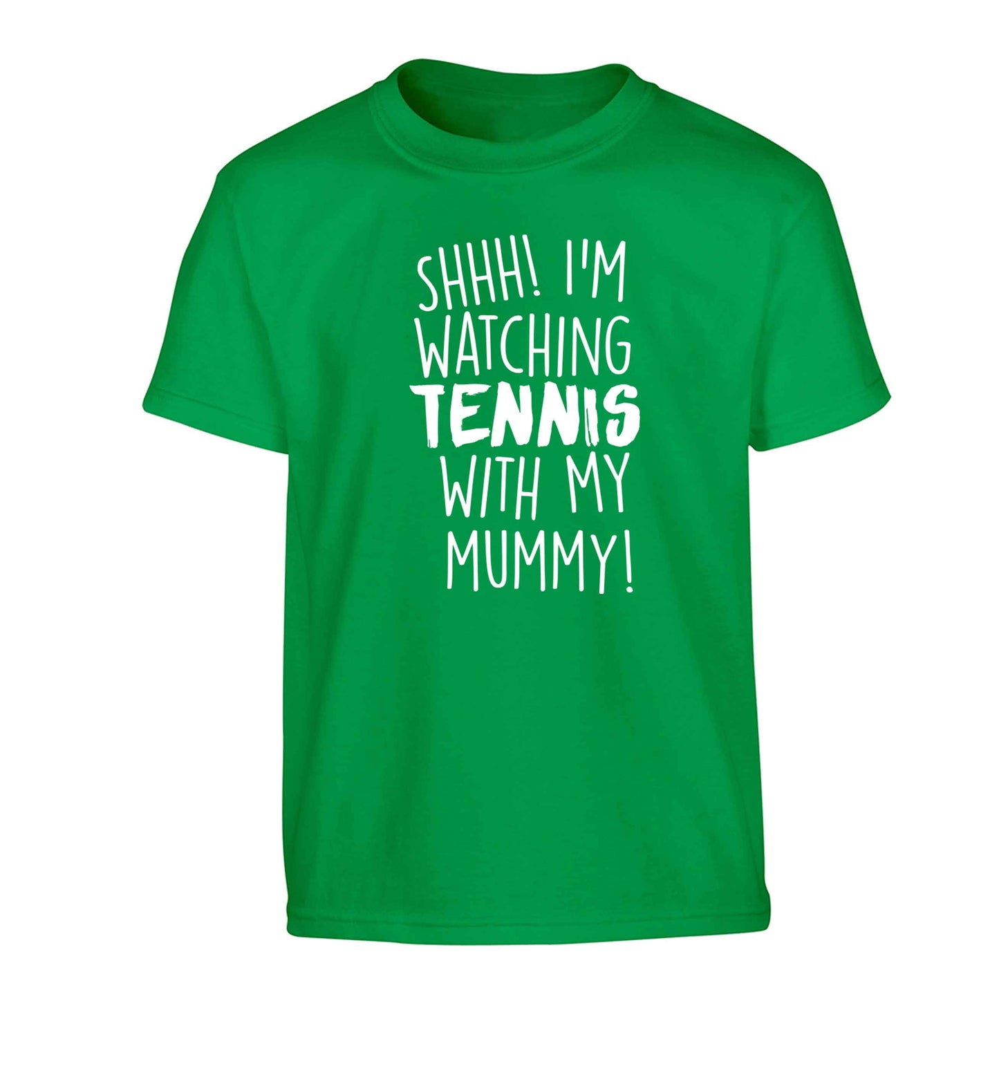 Shh! I'm watching tennis with my mummy! Children's green Tshirt 12-13 Years