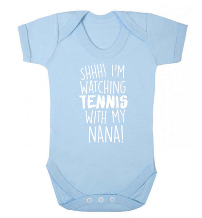 Shh! I'm watching tennis with my nana! Baby Vest pale blue 18-24 months