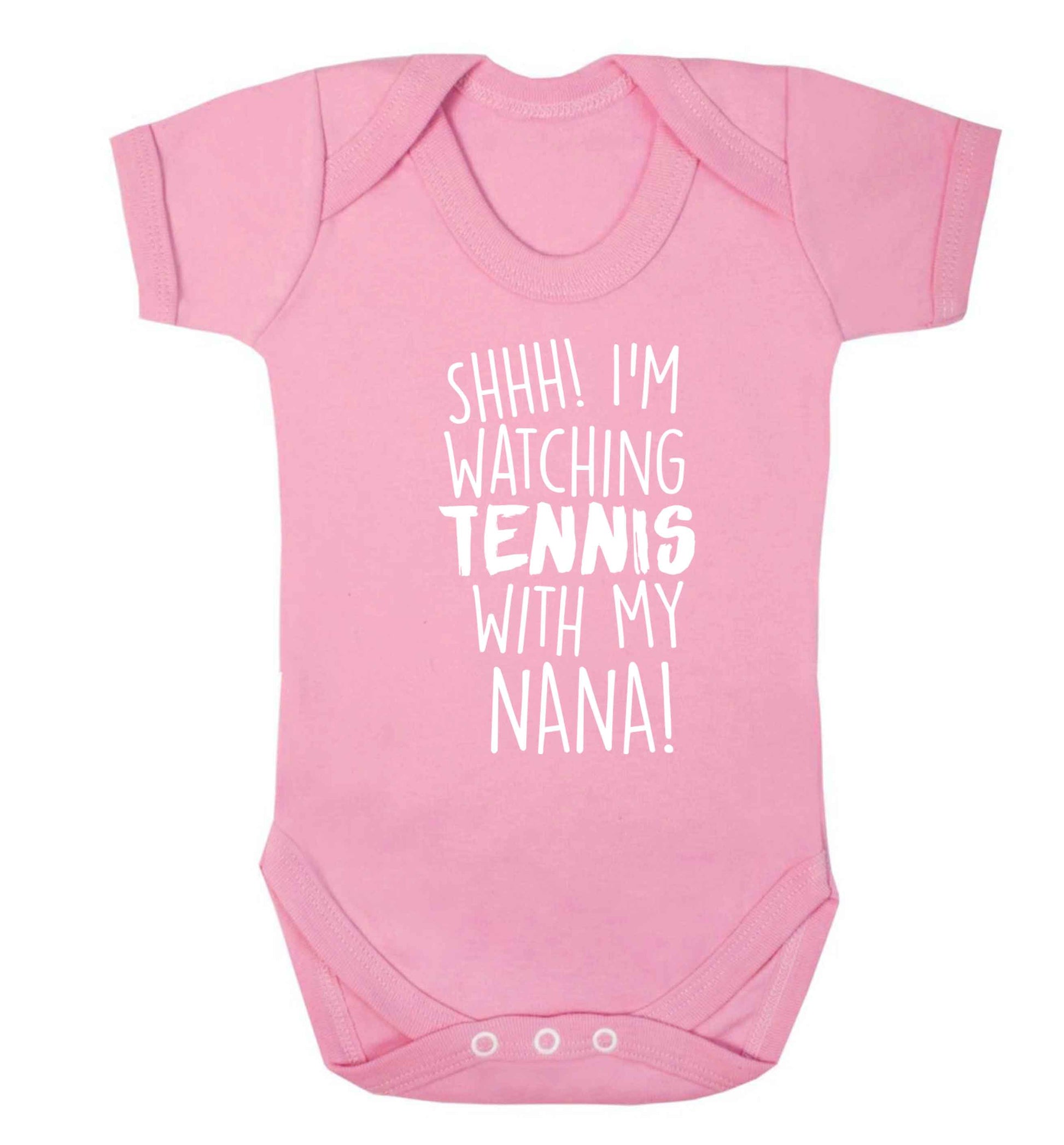 Shh! I'm watching tennis with my nana! Baby Vest pale pink 18-24 months