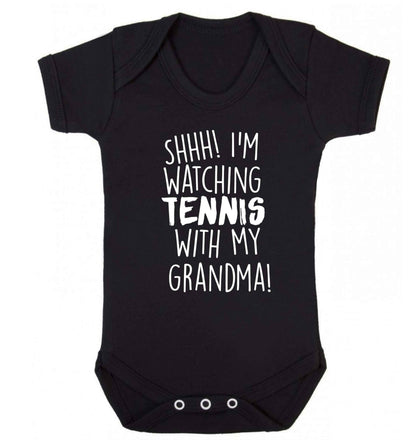 Shh! I'm watching tennis with my grandma! Baby Vest black 18-24 months