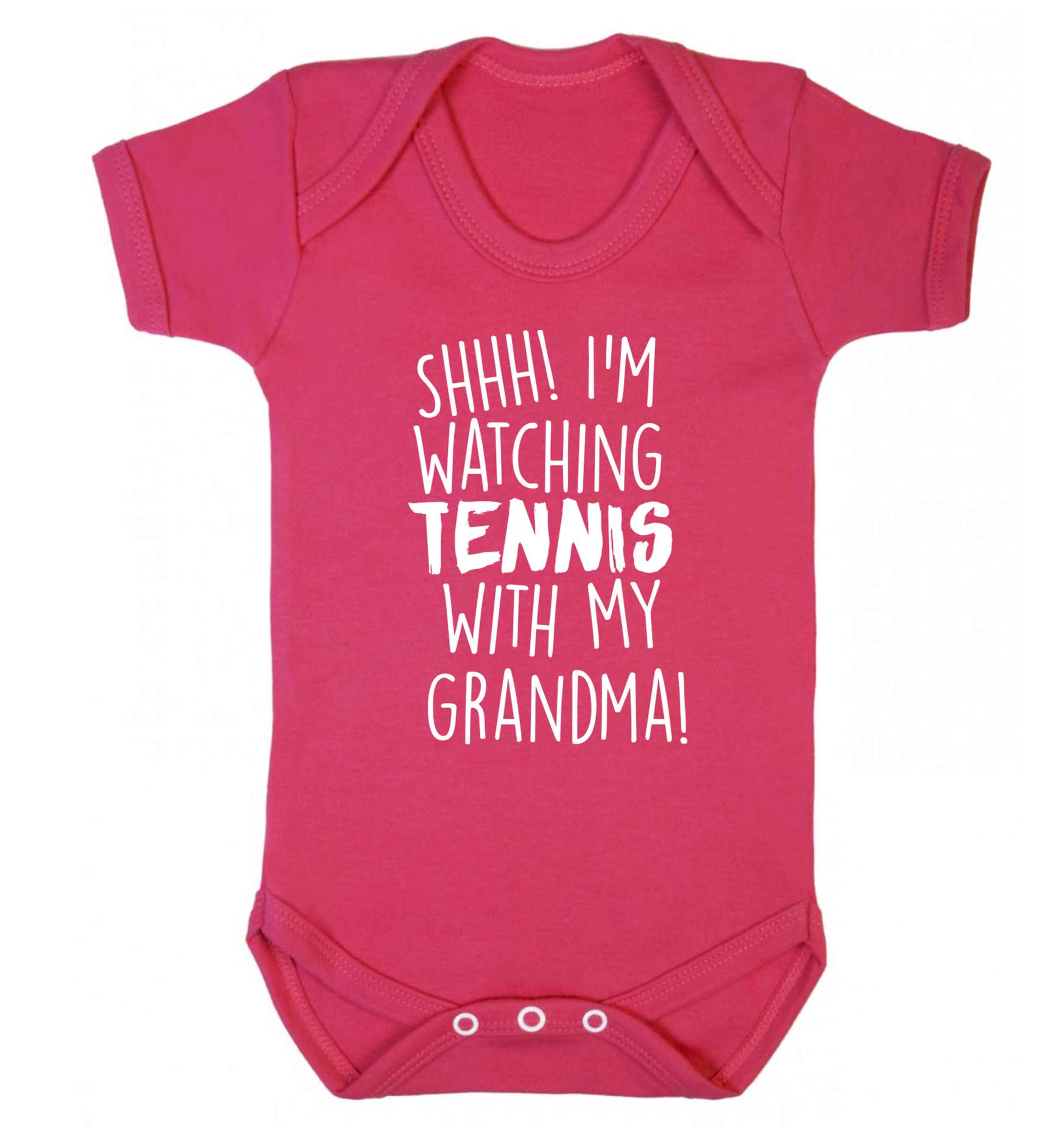 Shh! I'm watching tennis with my grandma! Baby Vest dark pink 18-24 months
