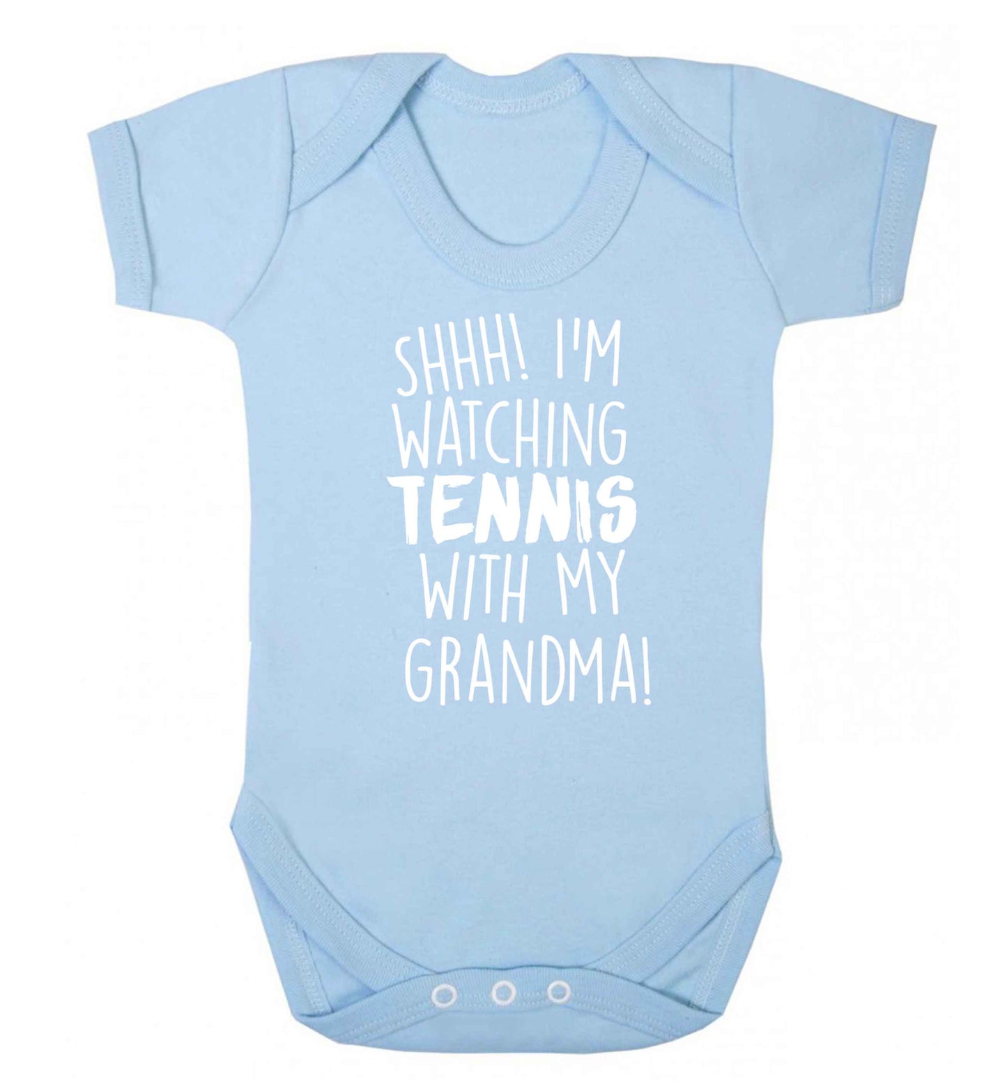 Shh! I'm watching tennis with my grandma! Baby Vest pale blue 18-24 months