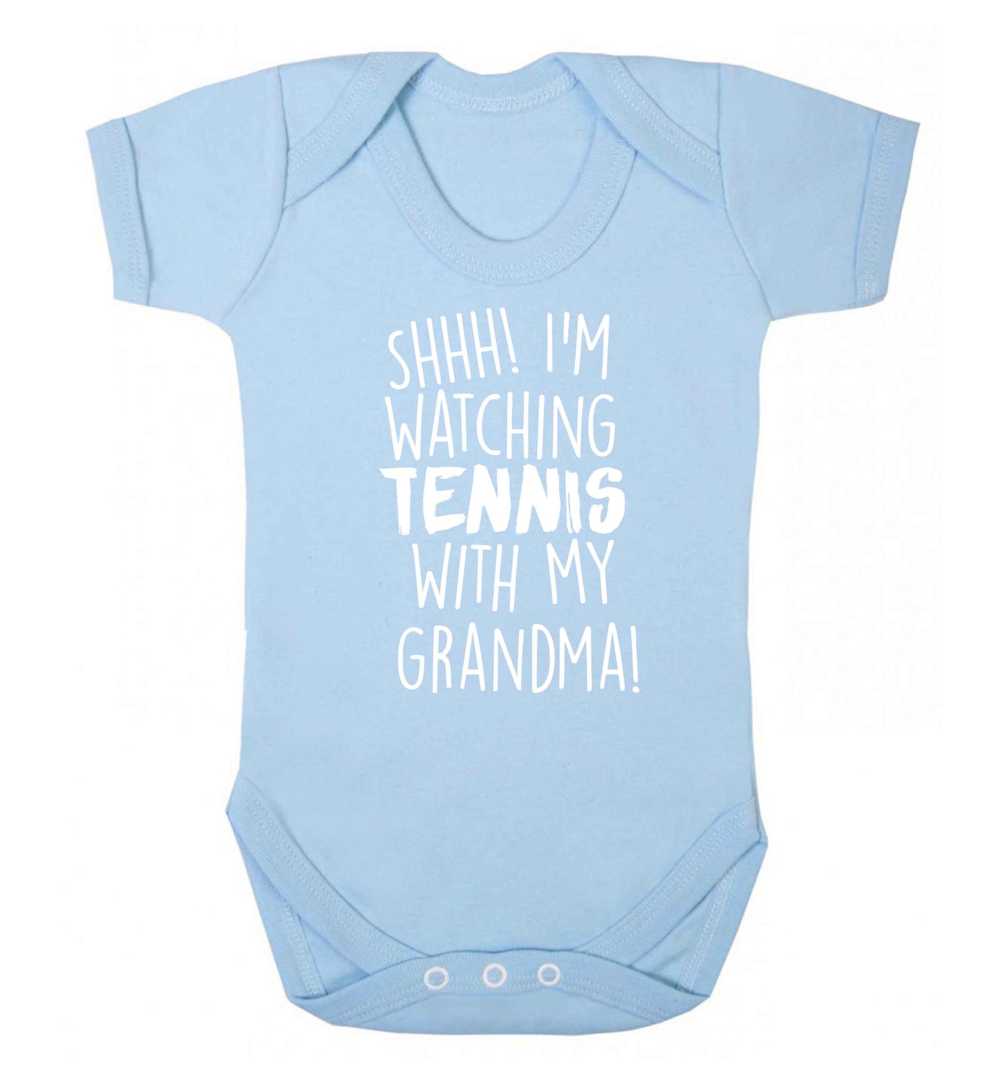 Shh! I'm watching tennis with my grandma! Baby Vest pale blue 18-24 months