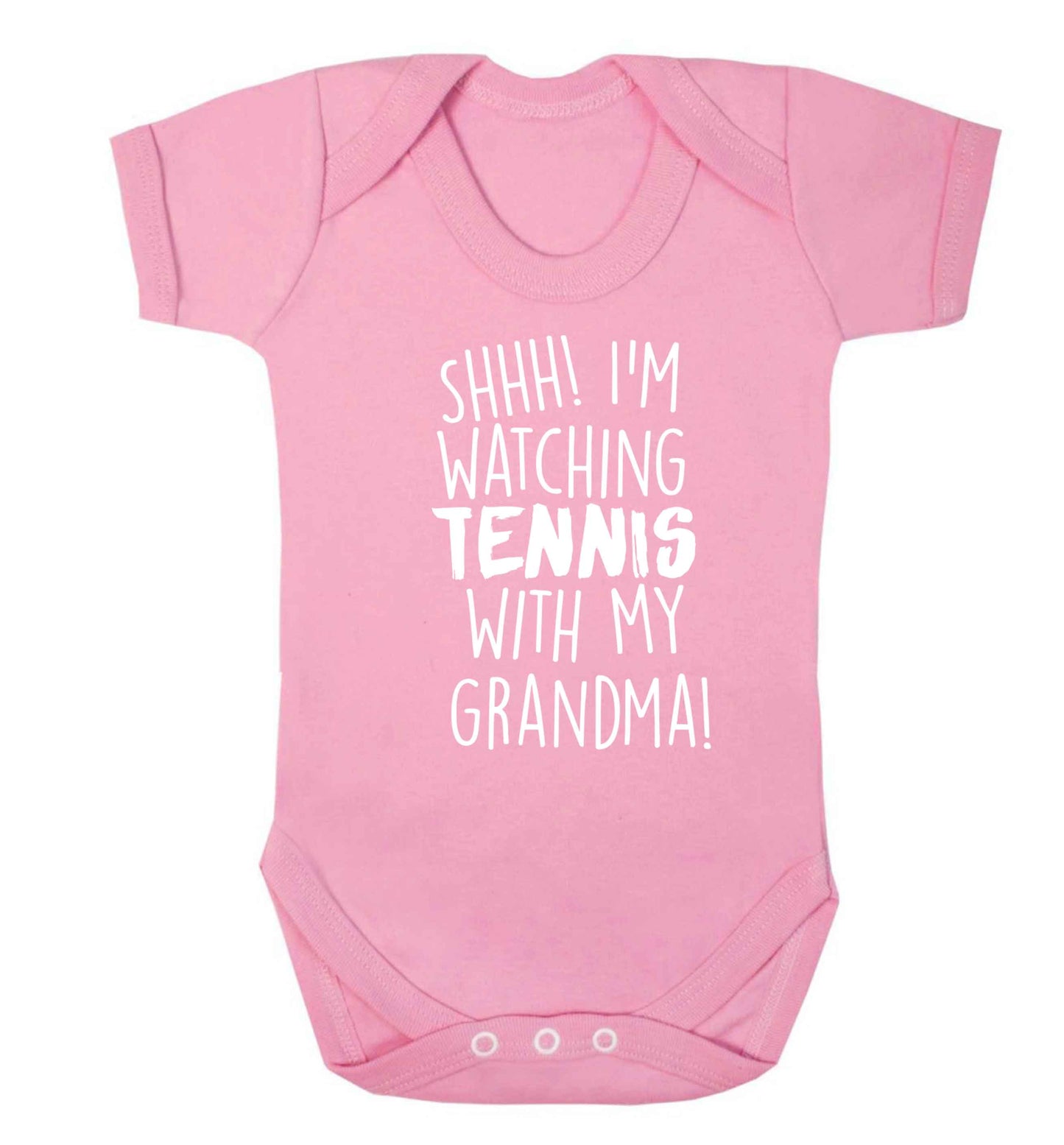 Shh! I'm watching tennis with my grandma! Baby Vest pale pink 18-24 months