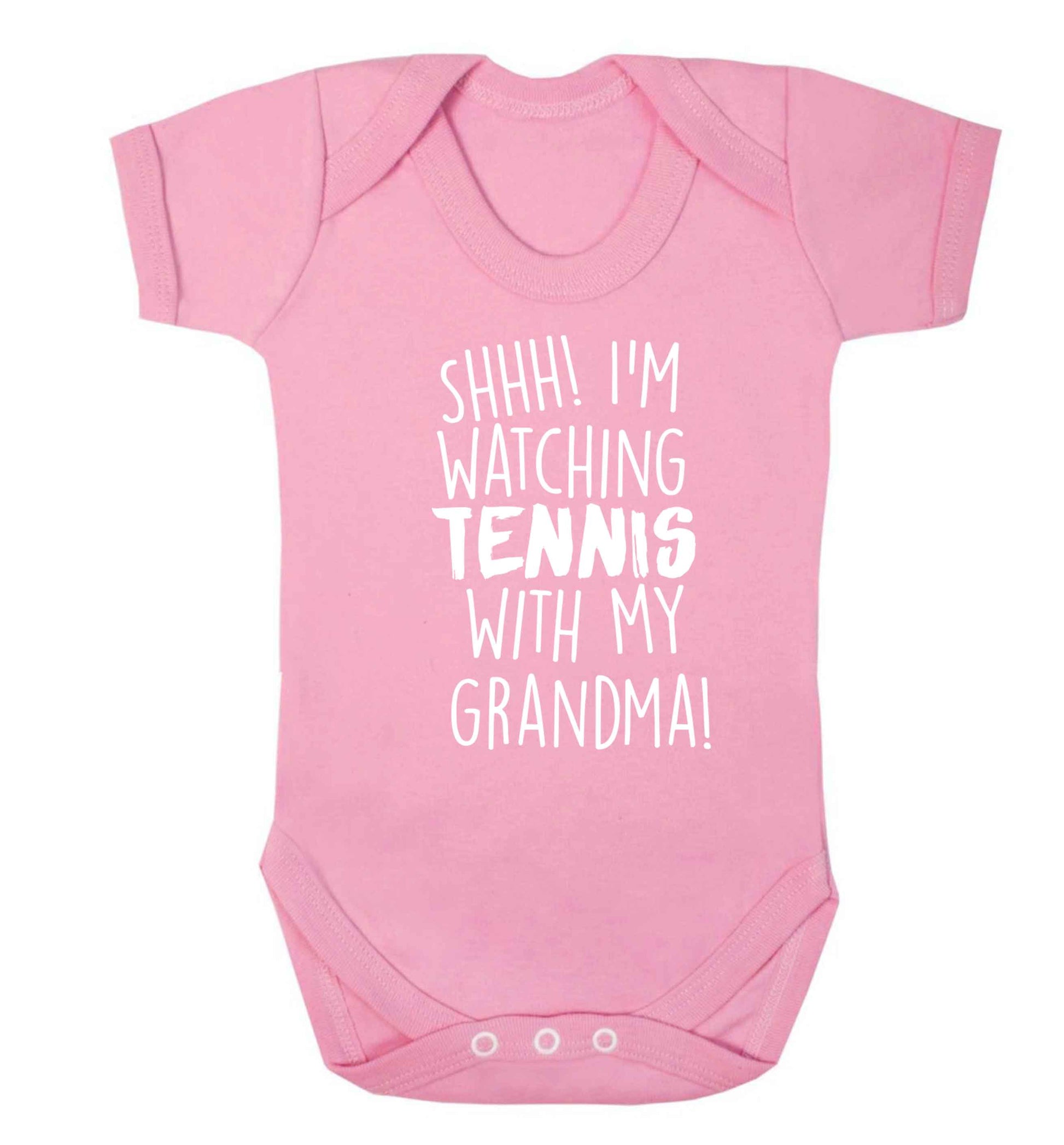 Shh! I'm watching tennis with my grandma! Baby Vest pale pink 18-24 months