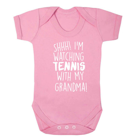 Shh! I'm watching tennis with my grandma! Baby Vest pale pink 18-24 months