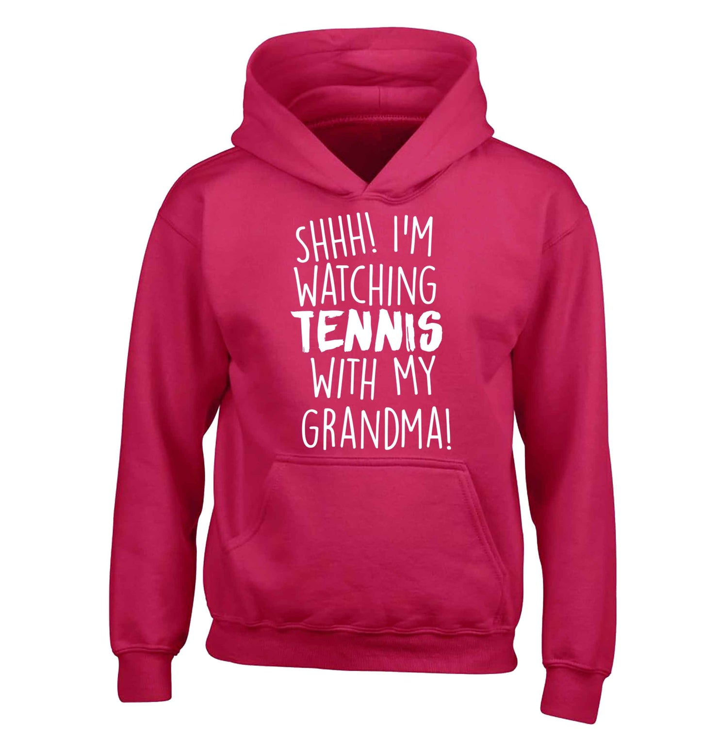 Shh! I'm watching tennis with my grandma! children's pink hoodie 12-13 Years
