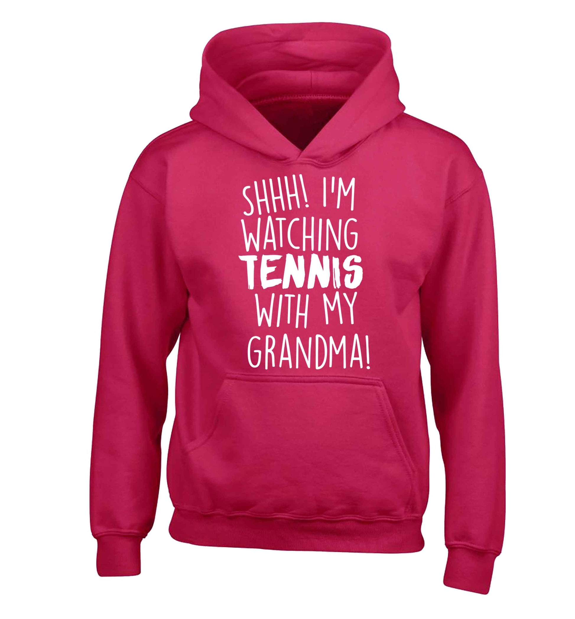 Shh! I'm watching tennis with my grandma! children's pink hoodie 12-13 Years