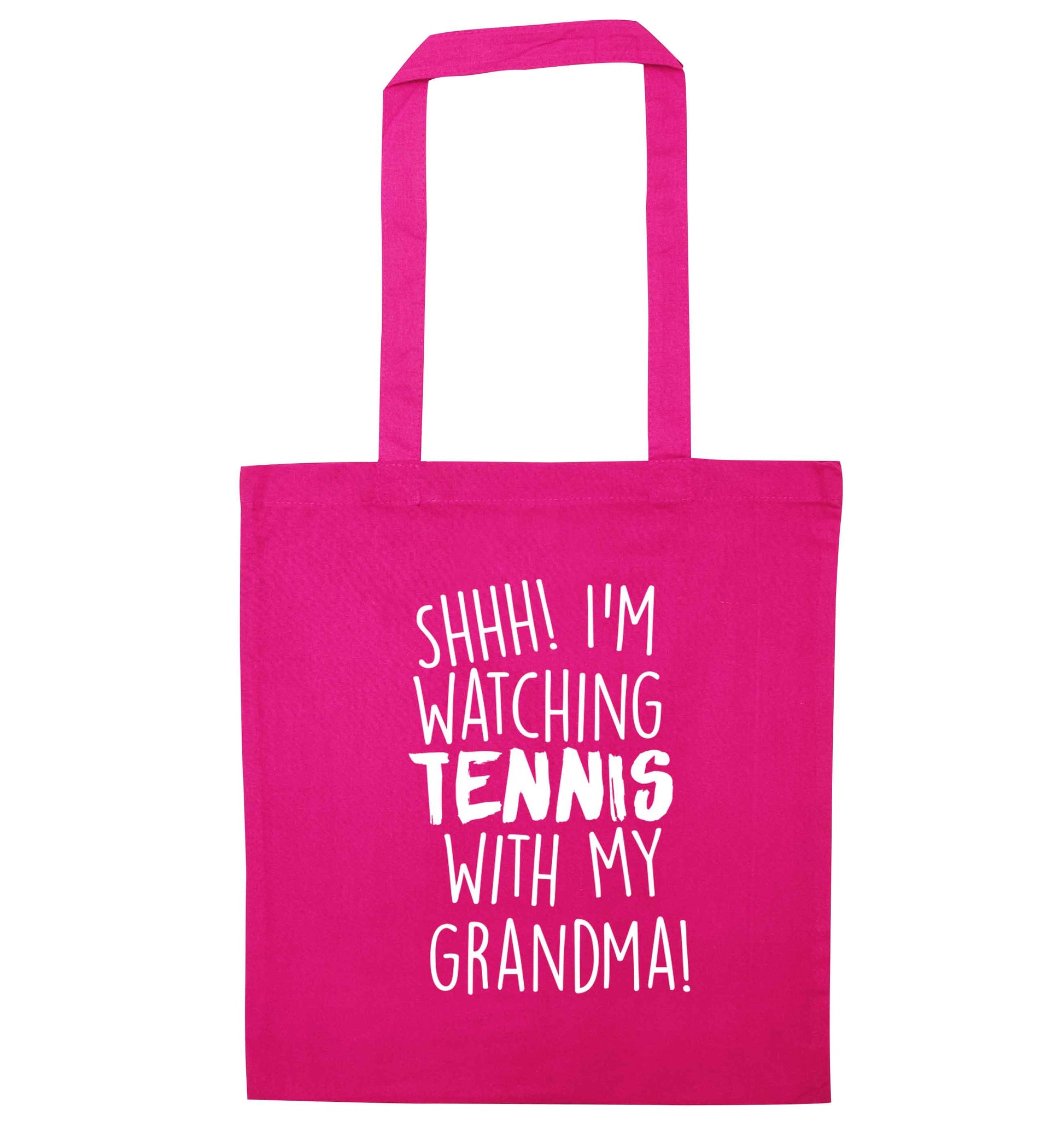 Shh! I'm watching tennis with my grandma! pink tote bag