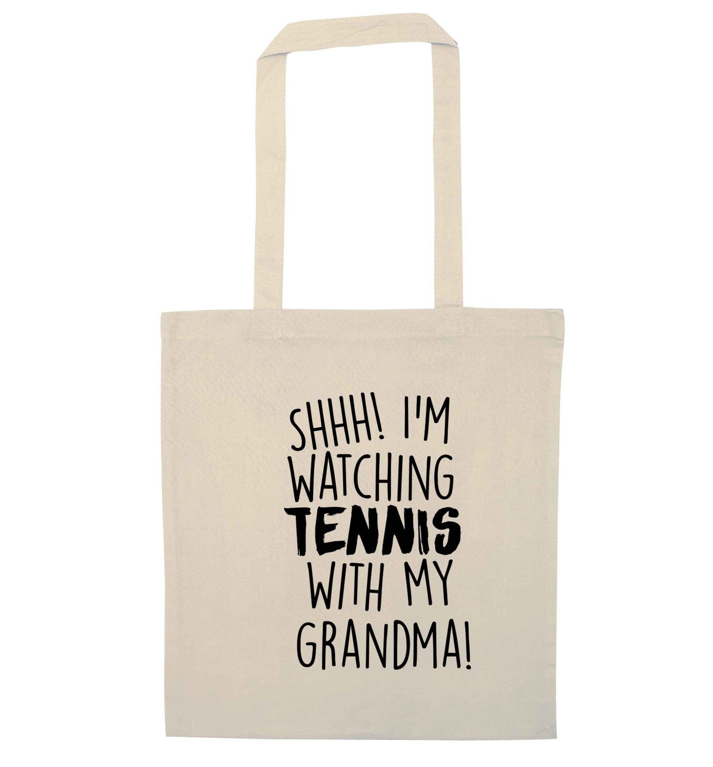Shh! I'm watching tennis with my grandma! natural tote bag