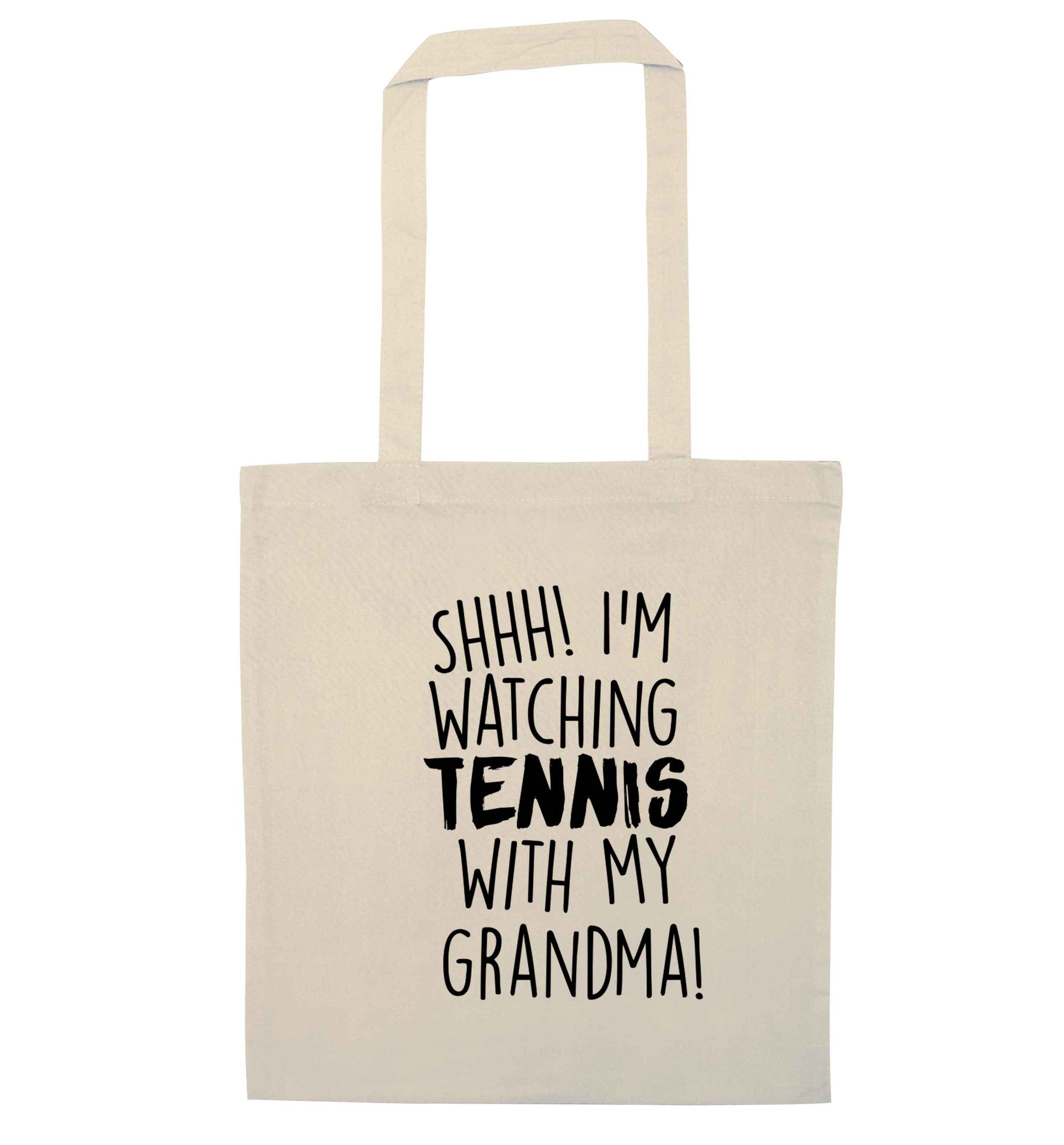 Shh! I'm watching tennis with my grandma! natural tote bag