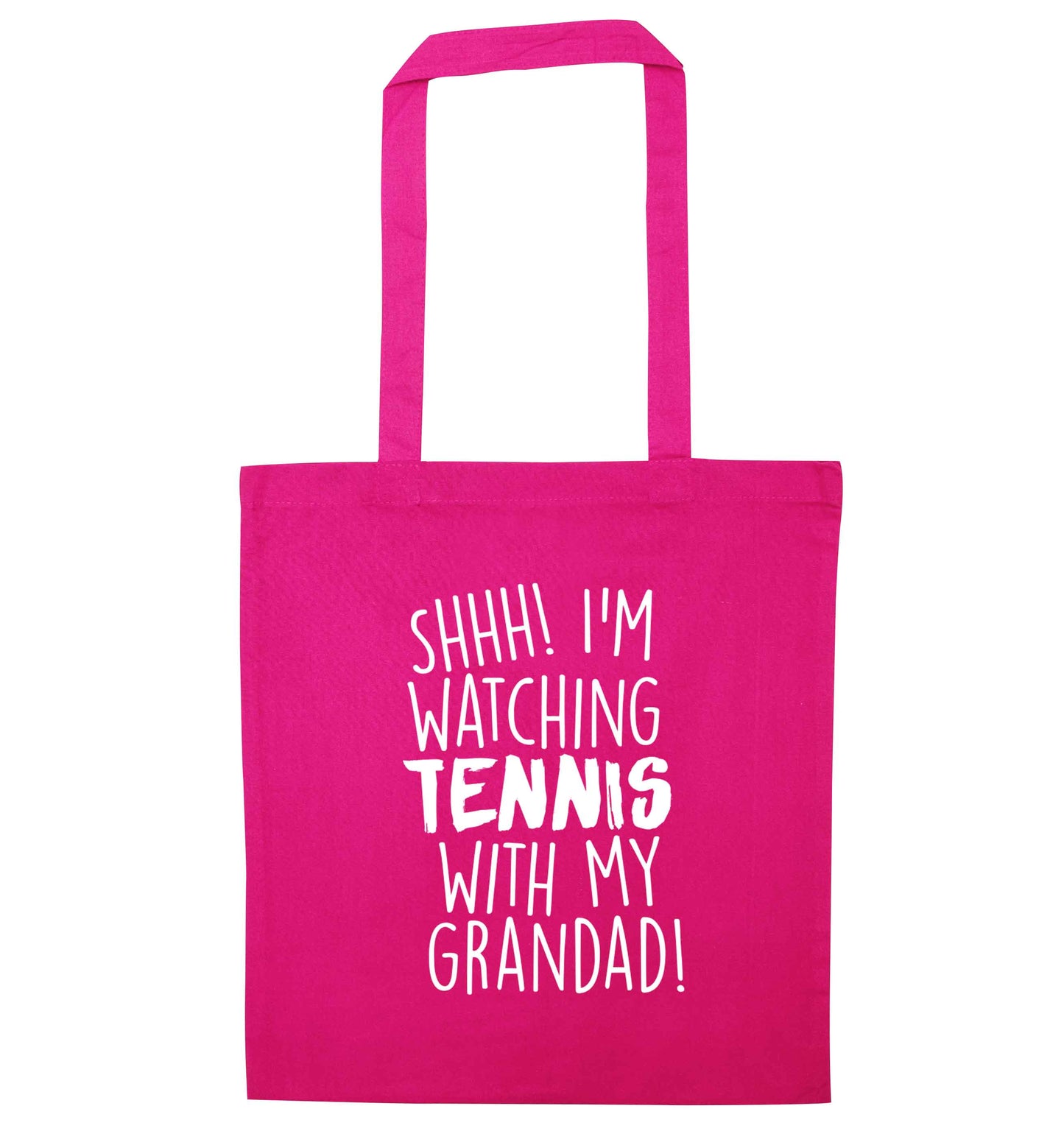 Shh! I'm watching tennis with my grandad! pink tote bag