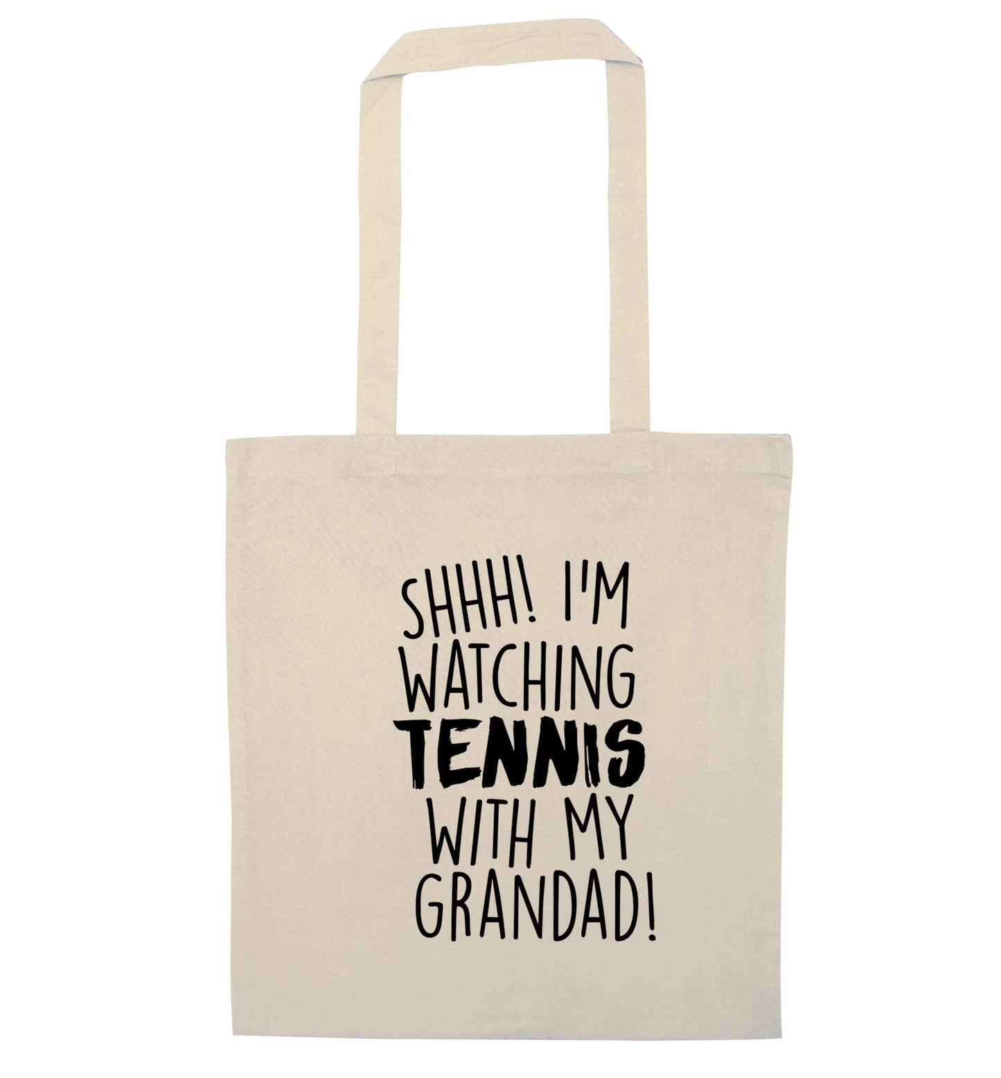 Shh! I'm watching tennis with my grandad! natural tote bag