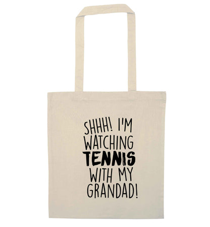 Shh! I'm watching tennis with my grandad! natural tote bag