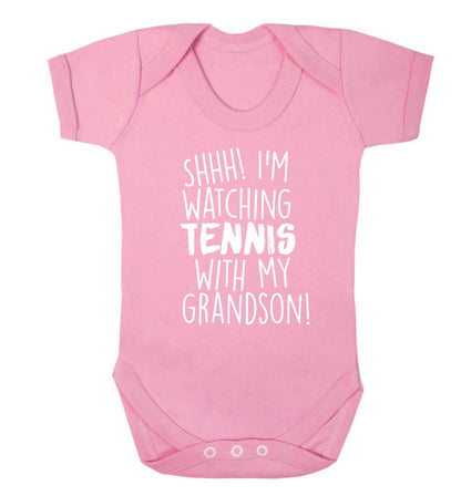 Shh! I'm watching tennis with my grandson! Baby Vest pale pink 18-24 months