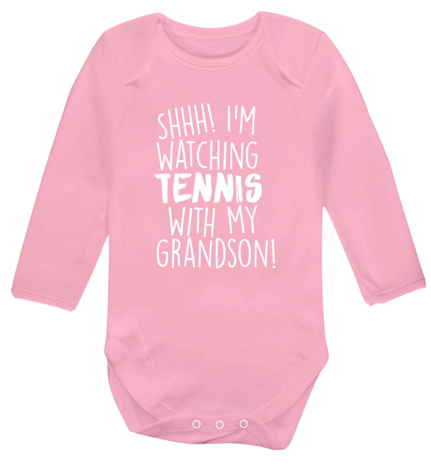 Shh! I'm watching tennis with my grandson! Baby Vest long sleeved pale pink 6-12 months