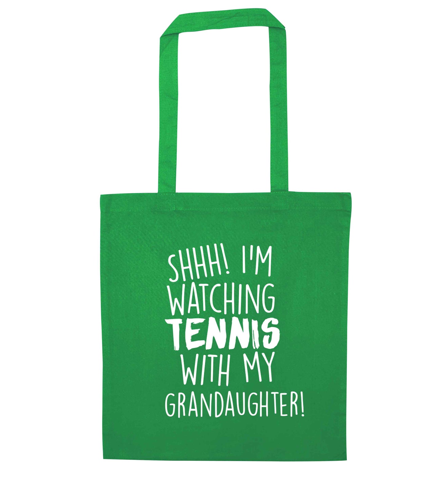Shh! I'm watching tennis with my granddaughter! green tote bag