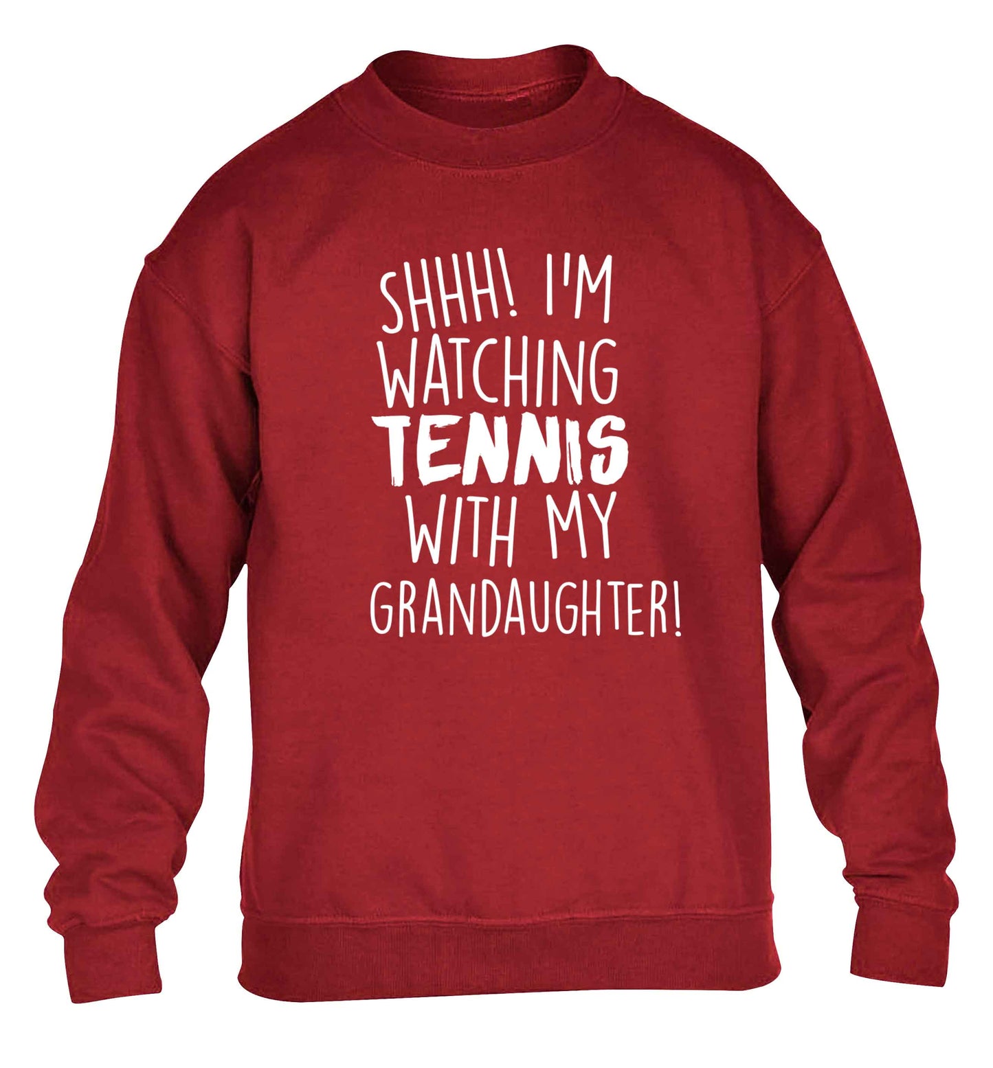 Shh! I'm watching tennis with my granddaughter! children's grey sweater 12-13 Years