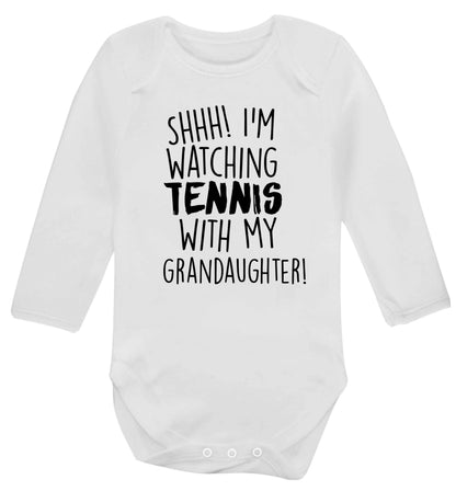 Shh! I'm watching tennis with my granddaughter! Baby Vest long sleeved white 6-12 months
