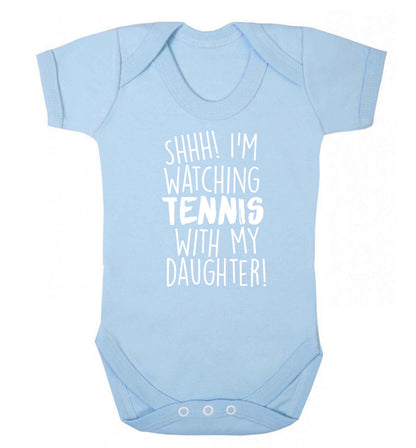 Shh! I'm watching tennis with my daughter! Baby Vest pale blue 18-24 months
